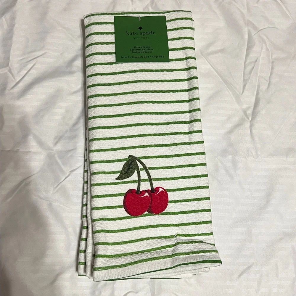 Kate Spade Cherry Kitchen Towels 3pk, NWT